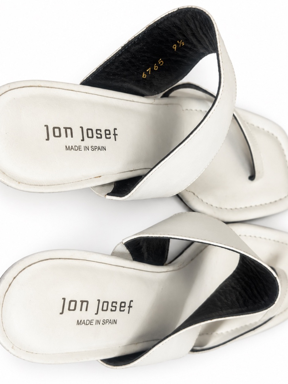 Jhon Joao White Leather Cross-Strap Mule Sandals Size 9.5 Style 6765 - Picture 2 of 4